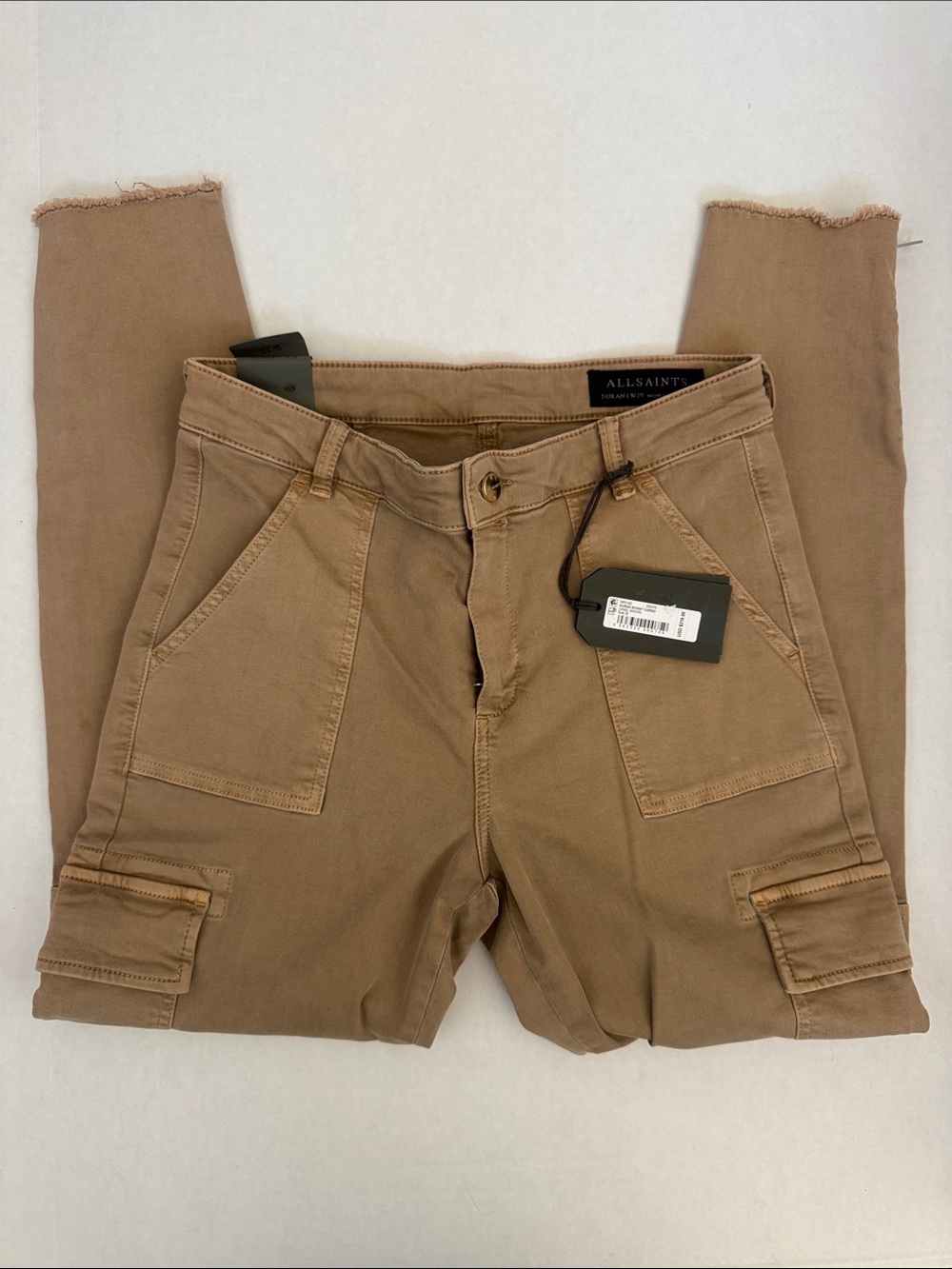 AllSaints Women's DURAN Tan skinny-Leg Cargo Jeans